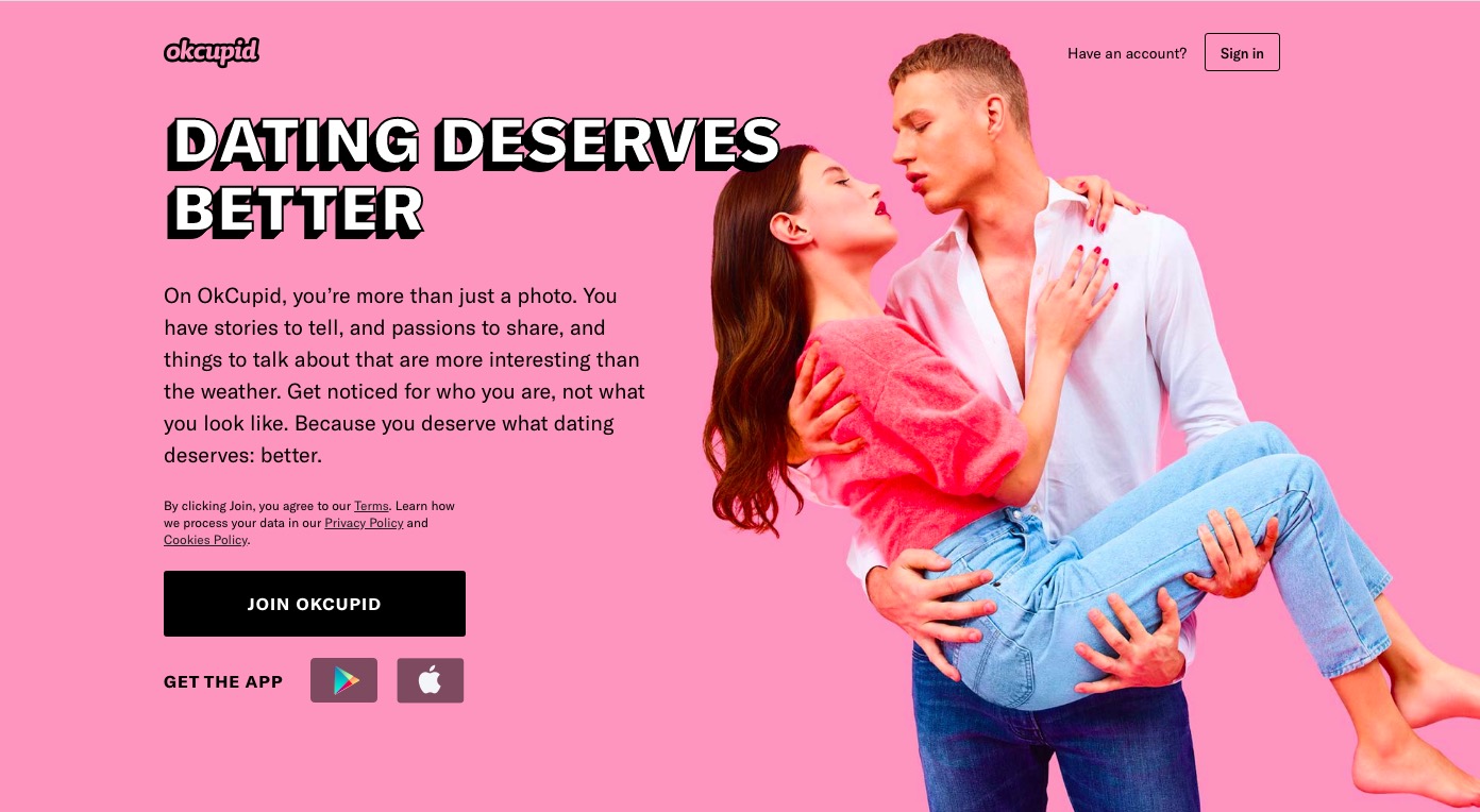 OkCupid main page